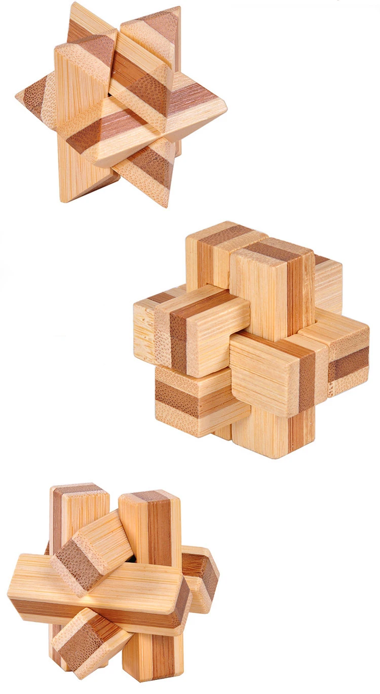 Bamboo educational toys Lu Ban lock educational jigsaw puzzle game bamboo 3D puzzle