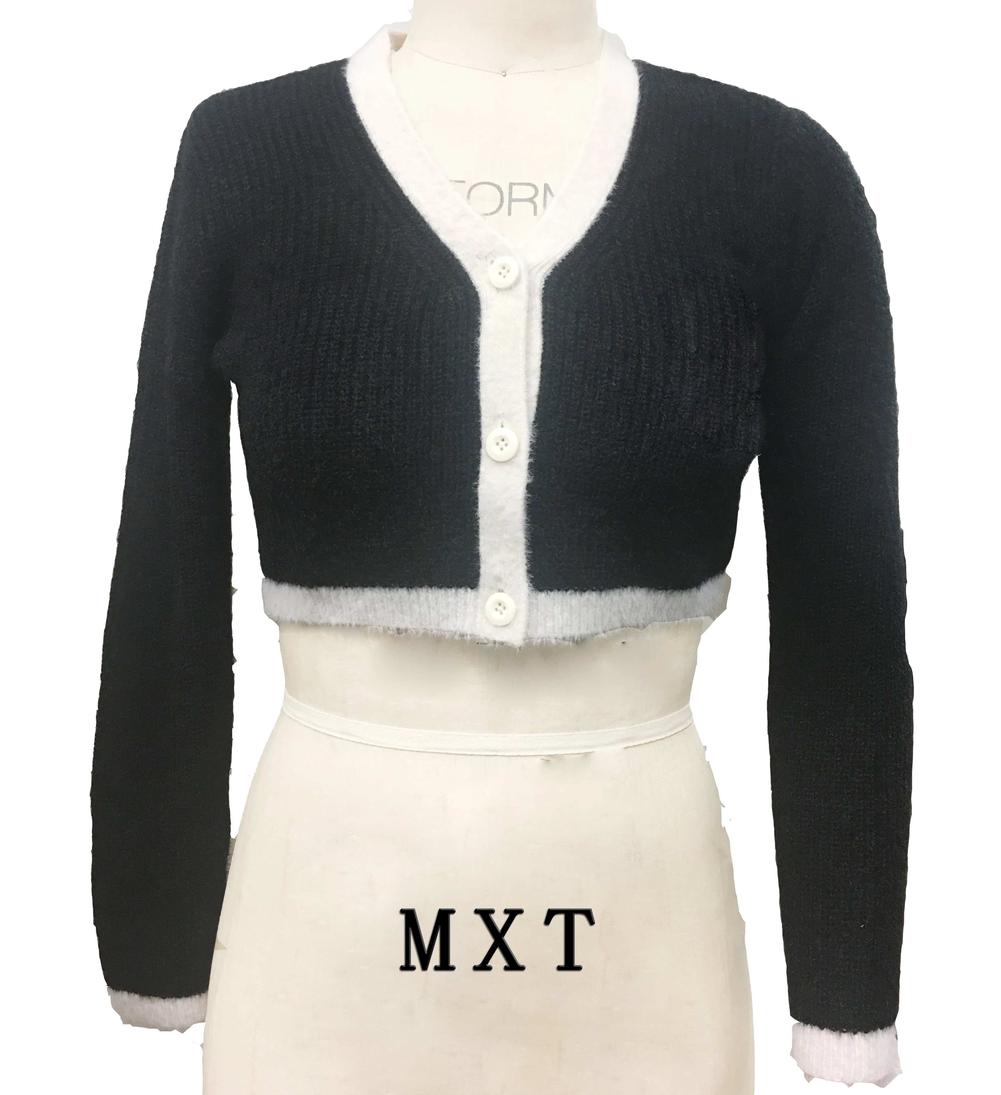 

2021 Spring Korean Custom Knit women Mohair Knitwear Crop Top Cardigan Sweater