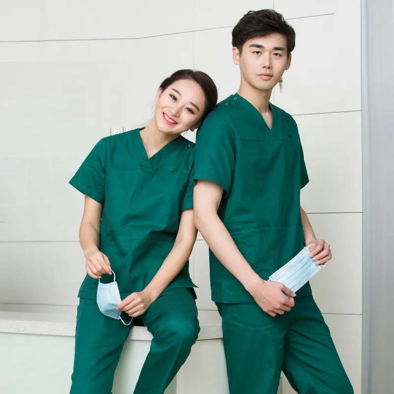 

Women Nurse Stretch Scrubs Set Medical Uniforms Nursing Mock Wrap Nursing Scrubs Top Drawstring Cargo Pants, Green