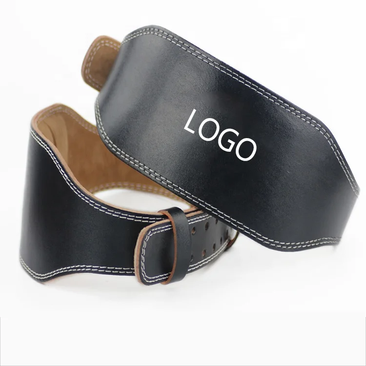 

High Quality Gym Belt Custom Logo Back Support Fitness Bodybuilding Leather Weight Lifting Belt Hot cowhide leather belt, Black+ customized