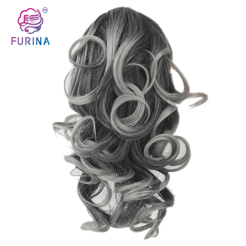 

Cheap 16'' curly wavy synthetic ponytail accessories ponytails hair extensions for white women, Pure colors/ombre color/ customized colors