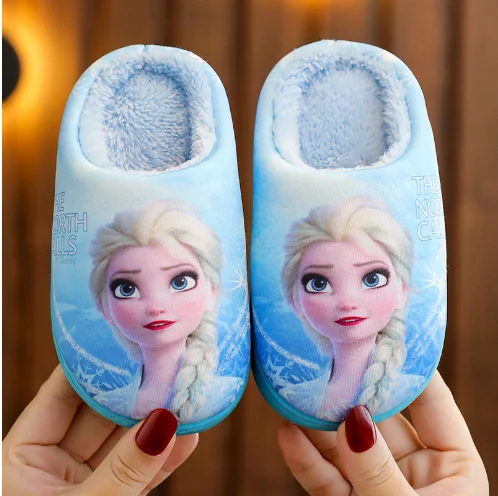 

Marvel Spiderman Anime Elsa Children Cotton Slippers Autumn Winter Warm Frozen Princess Boy Girl Indoor Home Cotton Shoes