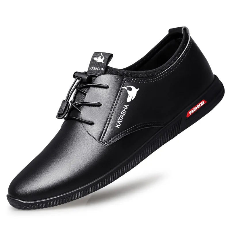 

High Quality Pu Leather Men British Office Breathable Casual Formal Business Shoes Men, Black/brown