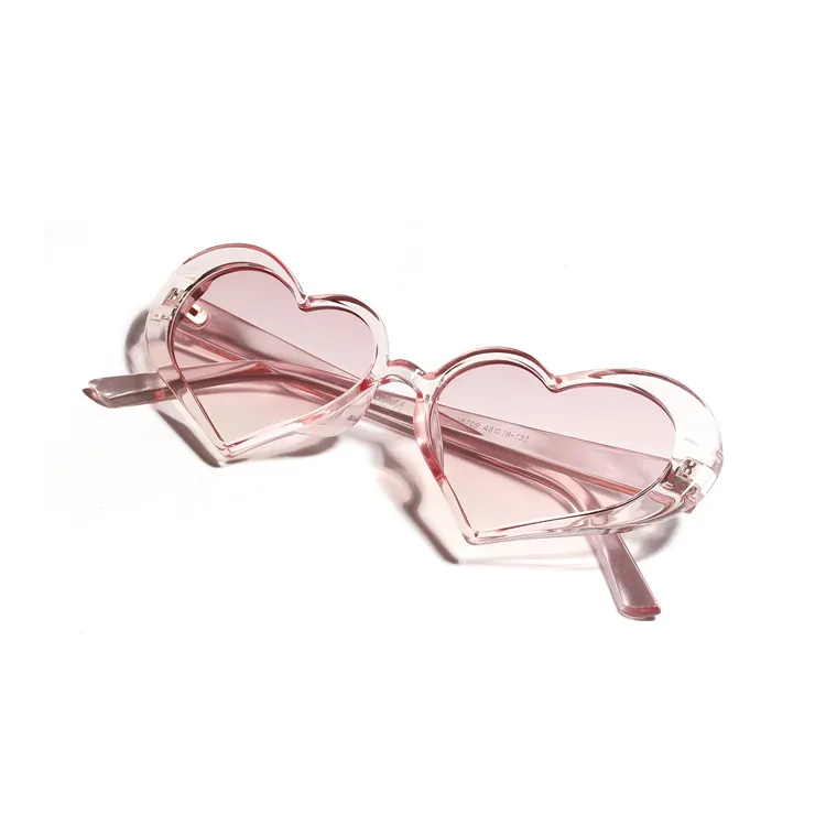 

2019 Fashion Transparent Glasses Retro Pink Heart Sunglasses Women, Mix color or custom colors