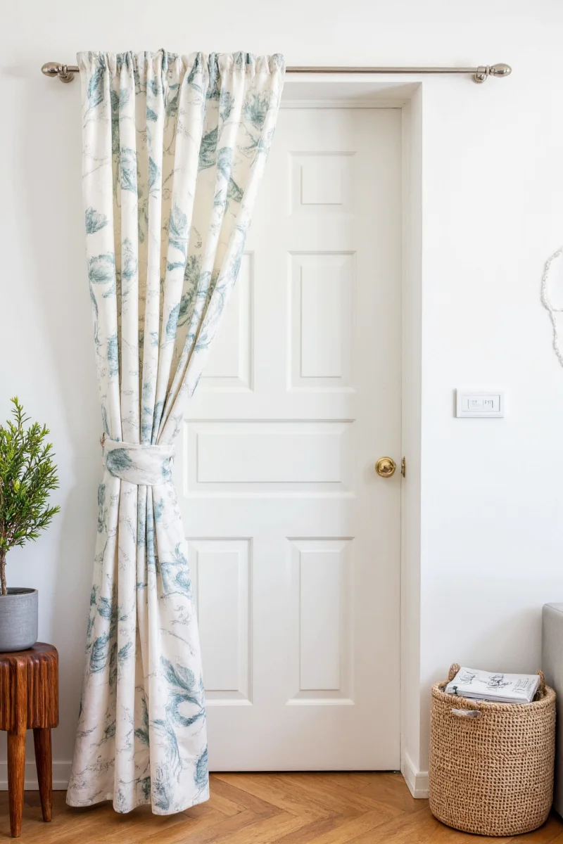 Curtain above door in a nursery