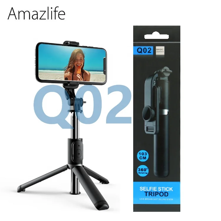 

Amazlife Q02 Flexible 1030mm Wireless Bluetooths Remote Smartphone Monopod Selfie Stick with Tripod Stand