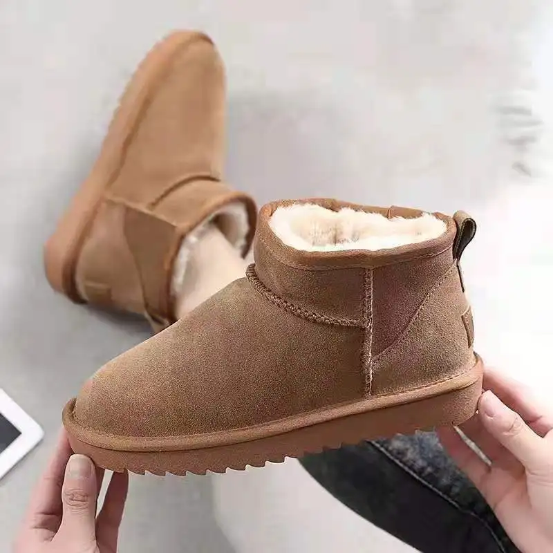 

2021 OEM&ODM Wholesale customized logo Basic Style Ankle for Australia sheepskin double faces Snow boots, Black ,pink ,brown,grey