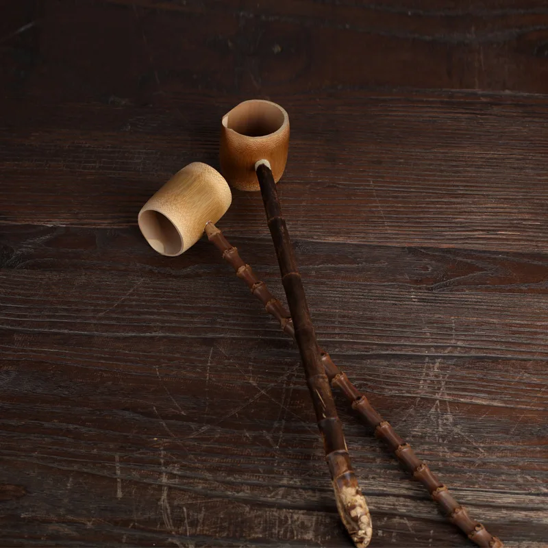 Louche à eau japonaise en bambou naturel cérémonie de thé Pour jardin Longue taille Longue poignée POFET 