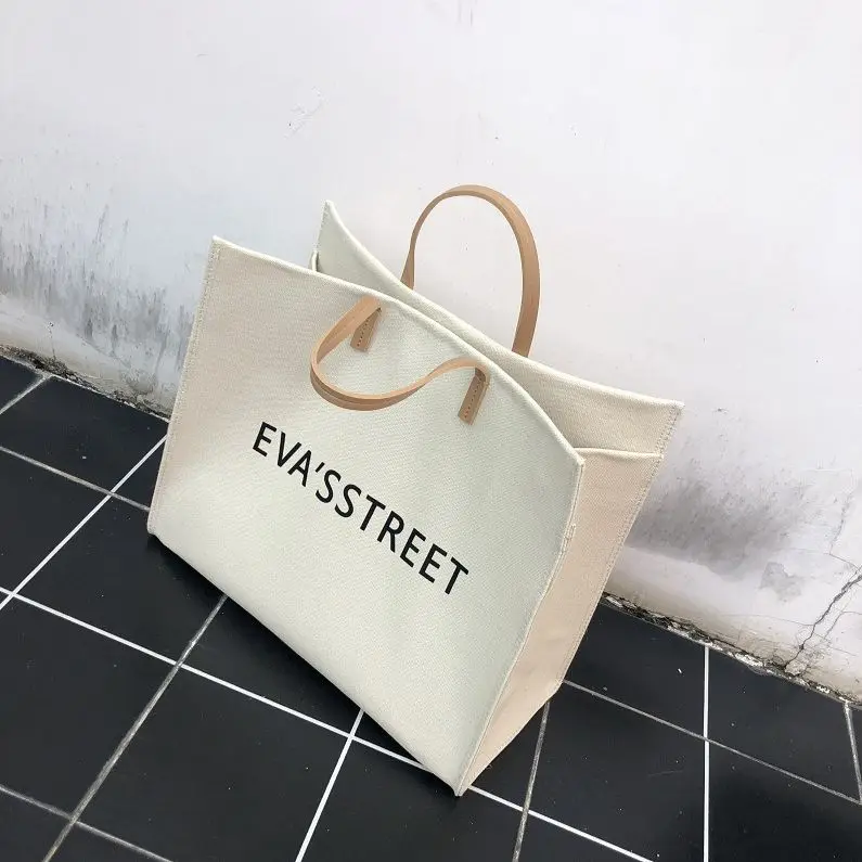 

Fashion Classic Cotton Tote Bag Custom Woman Beach Canvas Handbag
