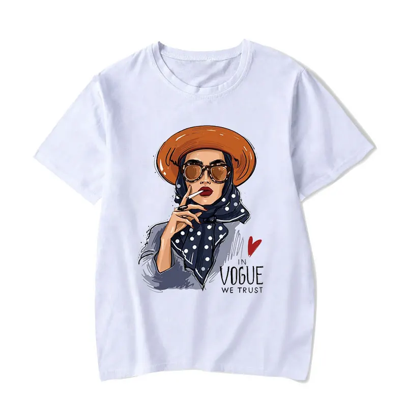 

Vogue Woman White Cotton t-shirt Female Printed Graphic tshirt