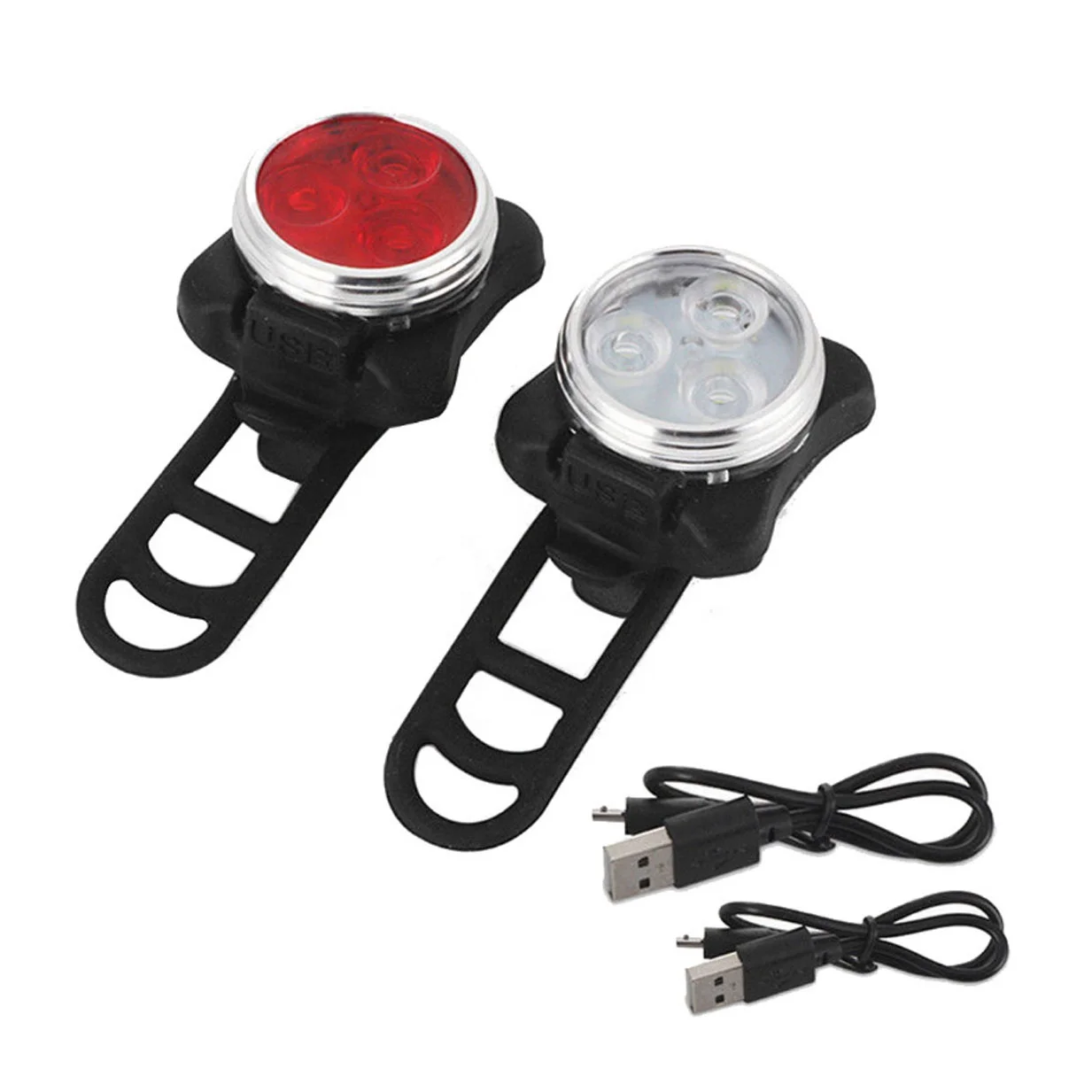 

Clover 2PCS bike light set hot red and white Mini brake light waterproof usb rechargeable led bike light