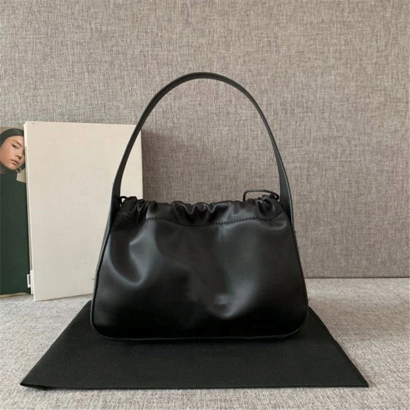 

Women Bags Silk Drawstring Handbag Black And Pink Letter Print Single-Shoulder Bag