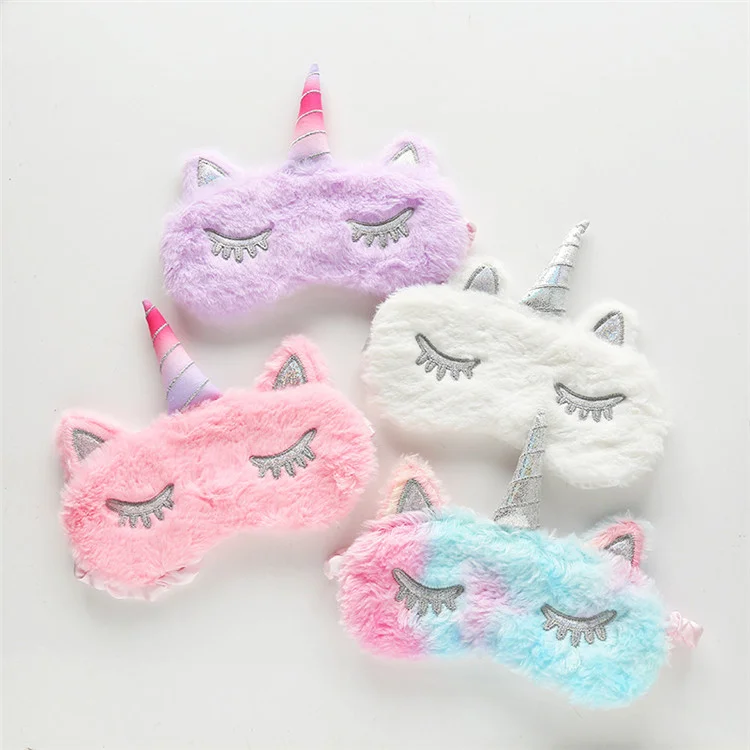 

Promotional Furry and Colorful Plush Sleeping Mask Sleep The animal eye Mask for Girls