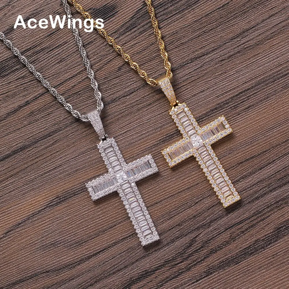 CN301 Hip Hop CZ cross Pendant Brass Micro pave with AAA Zircon Stone Necklace Jewelry