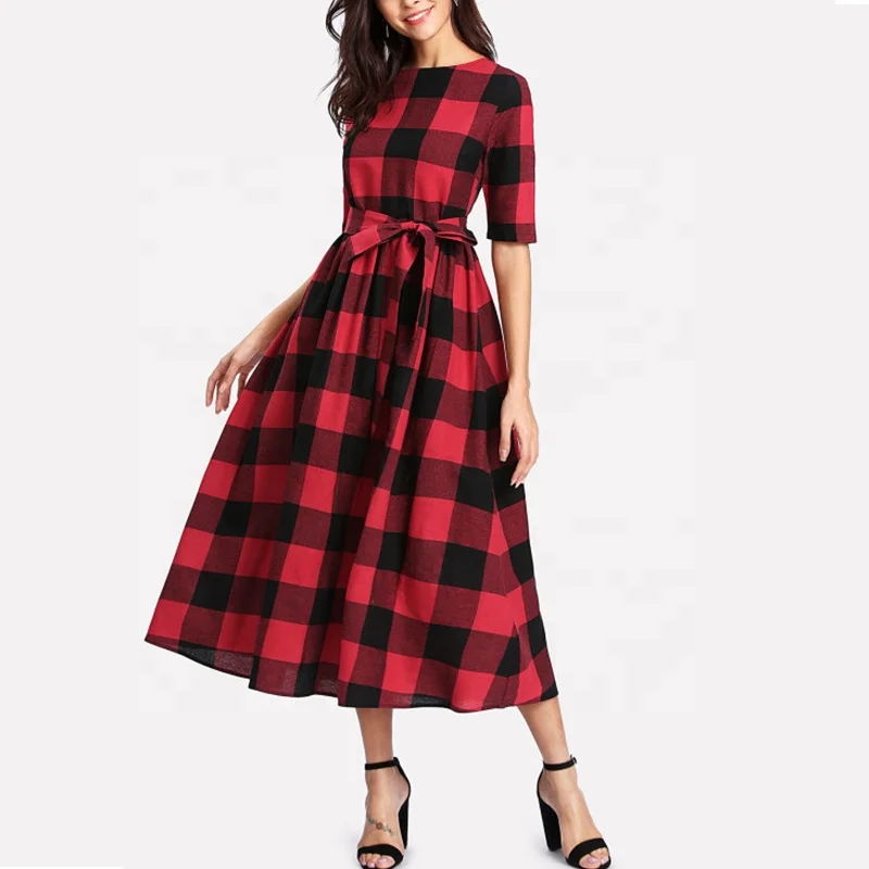 red gingham dress