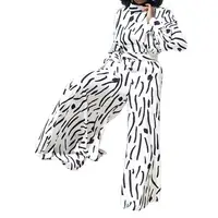 

91110-MX27 autumn clothing print wide leg one piece jumpsuit woman sehe fashion