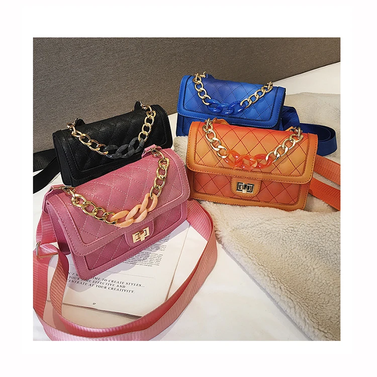 

Acrylic Chains Small Bags For Women Designer Messenger Bolsa Turn-Lock Thread Handbag Purse Female Diamond Lattice Crossbody Bag