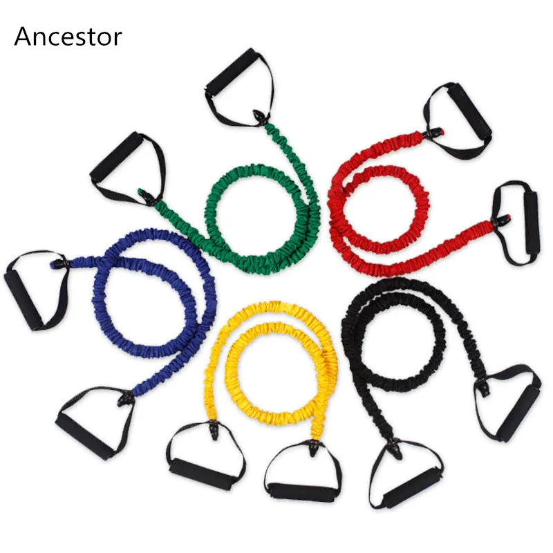 

Custom Logo Eva Foam Handle Yoga Latex Elastic Rope Resistance Bands, Blue/green/red/yellow