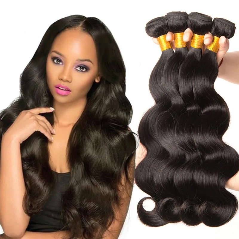 

Best Remy Virgin Brazilian Color Body Wave Human Hair Wig Bundles, Black