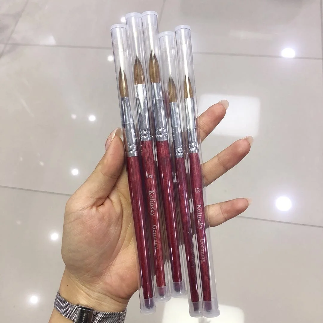 

Wholesale 100% Kolinsky Nail Brush Mink Crystal Pen Kolinsky Hair Acrylic Round Nail Art Brush Size 4/6/8/10/12/14