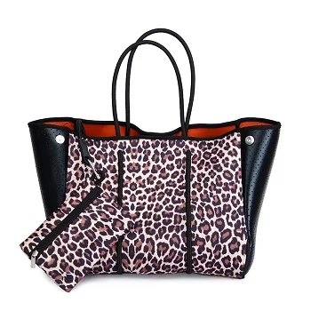 

Factory wholesale new colorful print portable women handbags neoprene beach bag casual tote bag customize neoprene handbag, Many colors