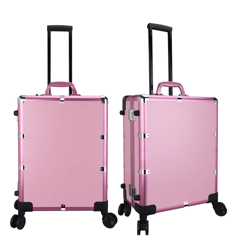 

Portable Rolling Makeup Train Case With LED Lighted Cosmetic Trolley Case Travel cosmetic organizer makeup artist train case