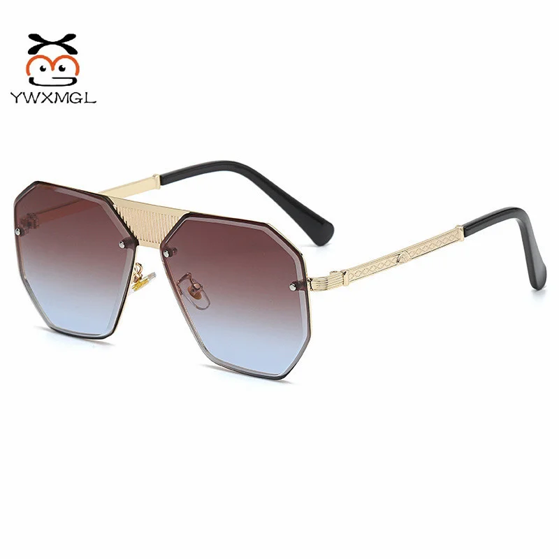 

Fashion 2021 latest women's Sunglasses PC lens UV400 Brand Luxury Maybach Rimless Designer Sun glasses