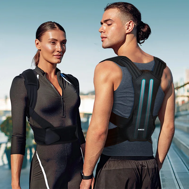 

Breathable hook and loop adjustable back shoulder support posture corrector belt