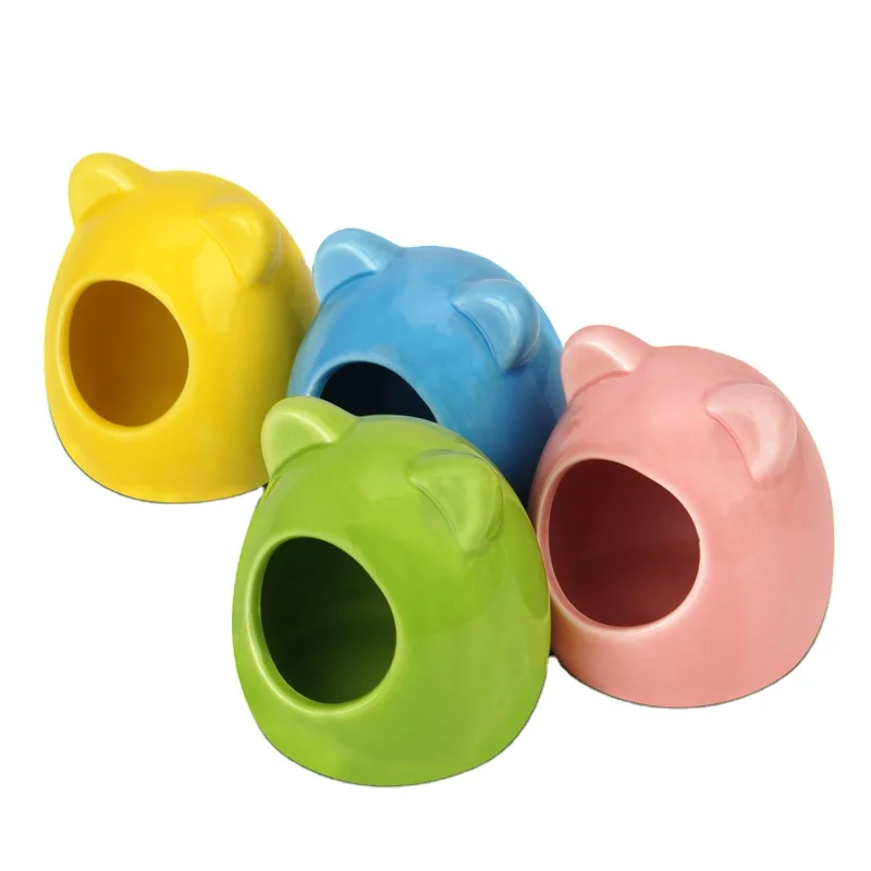 

Hamster ceramic nest to cool down and cool down bear head type hamster windproof and warm ceramic hamster hideout