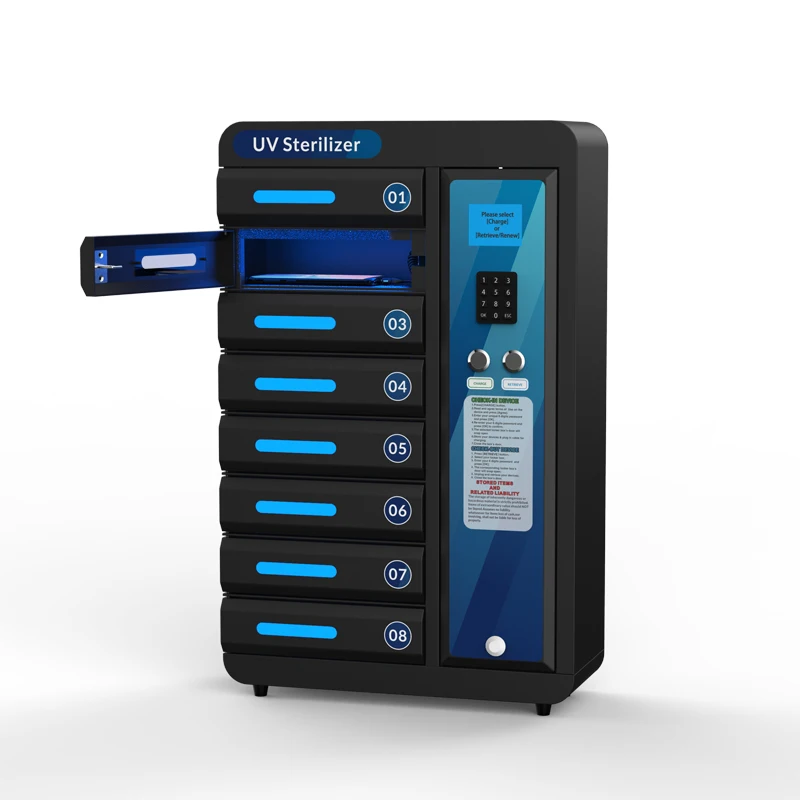 

Virus-killing Vending PHOCA Mobile Cell Phone Charging Locker UV Sterilizer Station Cabinet