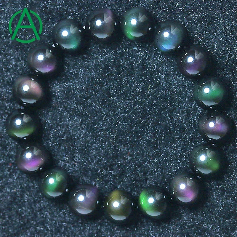 

ArthurGem Natural Rainbow Obsidian Stone Beaded Bracelets for Men Women Obsidian Bracelet