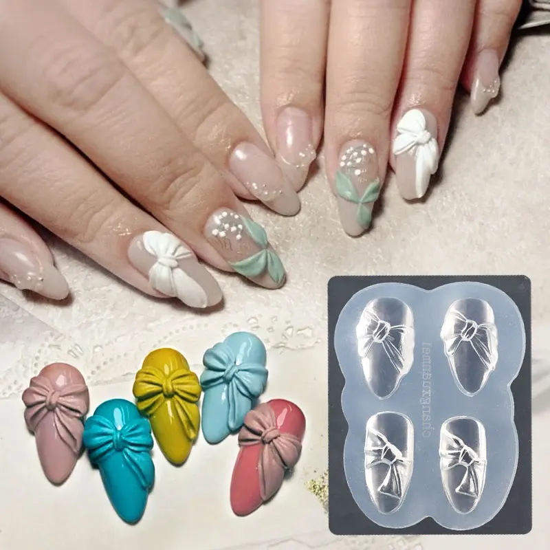 

1 Pcs 3D Silicone Nail Carving Mold DIY Acrylic Butterfly Bow Heart Designs Mould Nail Stamping Template Nail Art Mold