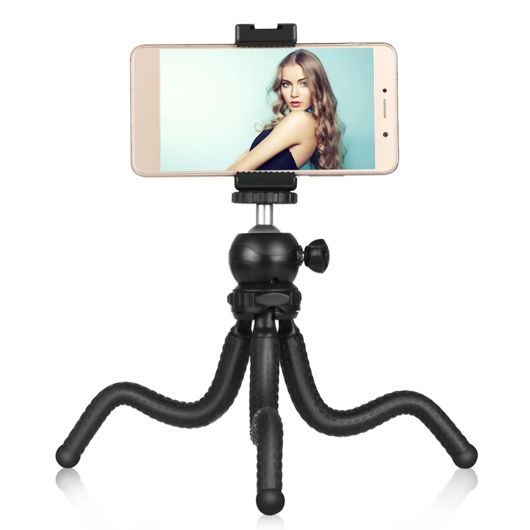 

STOCK DropShipping PULUZ Mini Octopus Flexible Holder with Ball Head Phone Clamp + Tripod Mount Adapter & Long Screw, Black