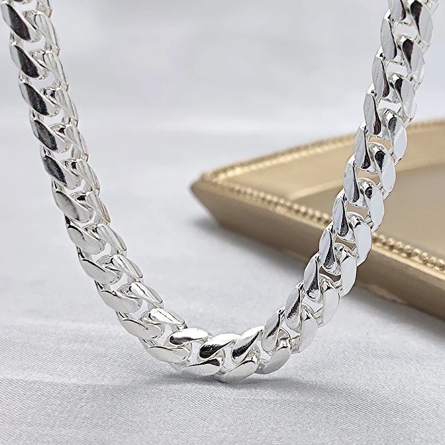 

Wholesale Mens Jewelry 6.6mm Curb Cuban Link Chain For Men 925 Sterling Silver Men Chain Necklace