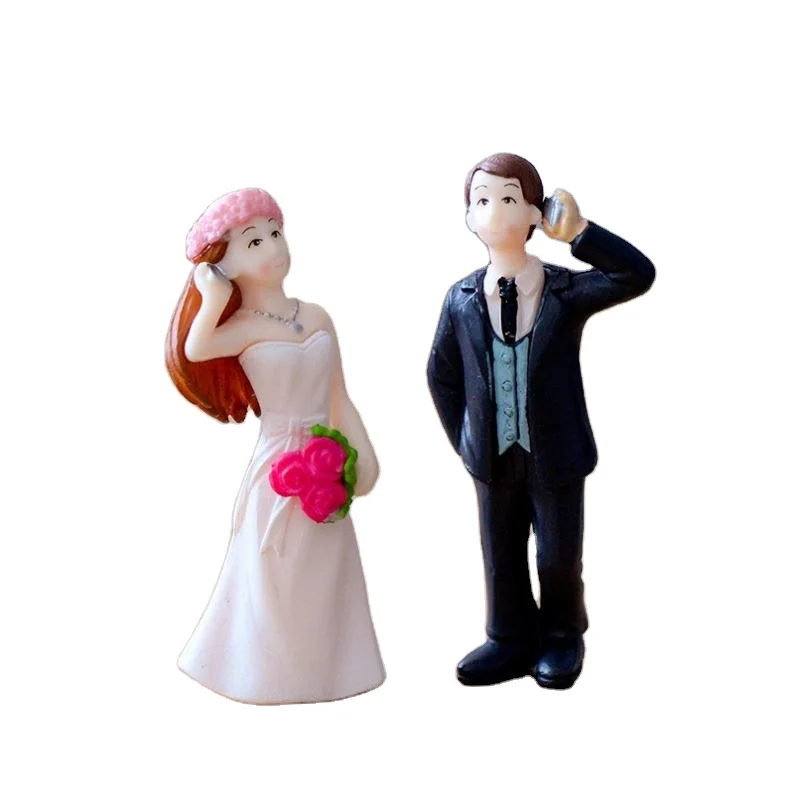 

2PCS Mobilephone Lover Figurines Wedding Doll Miniatures Couple Fairy Home Decor Garden Decoration DIY Accessory Micro Landscape