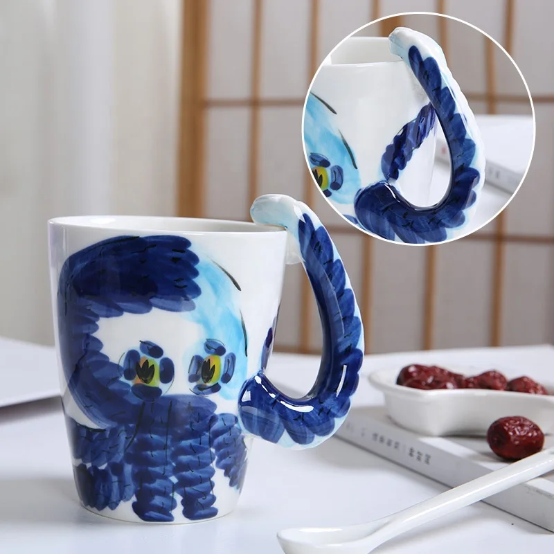 

Baby love 3d animal creative design novelty style 3D Octopus ceramic water coffee milk cup no handle