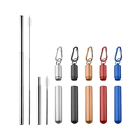 

Amazon Hot Sale Folding Straw Pajitas Acero Inoxidable Metal Telescopic Drinking Collapsible Straw