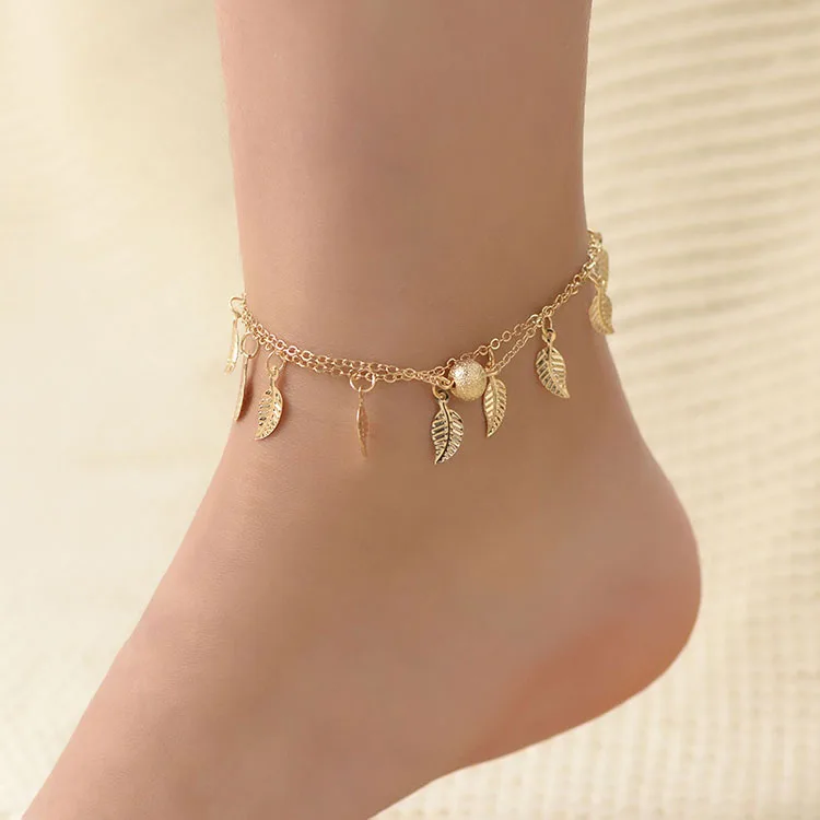 

herringbone anckle bracelet layered anklet non tarnish anklets with charms 24k, Golden/silver