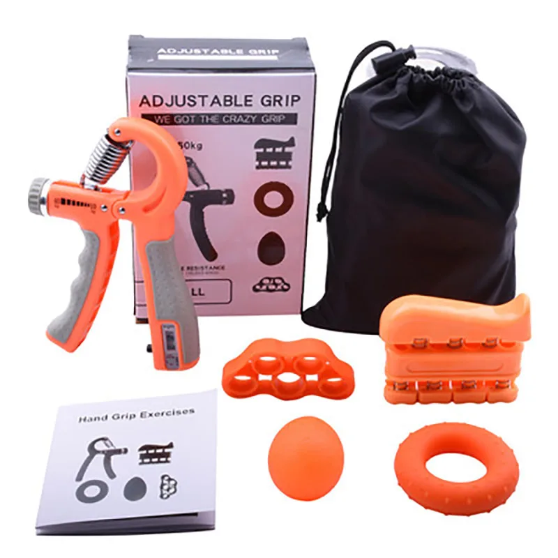 

Adjustable Hand Grip Strengthener Set Counting Grip with Five Fingers Rehabilitation Training finger grip strength device, Black, blue, green, orange