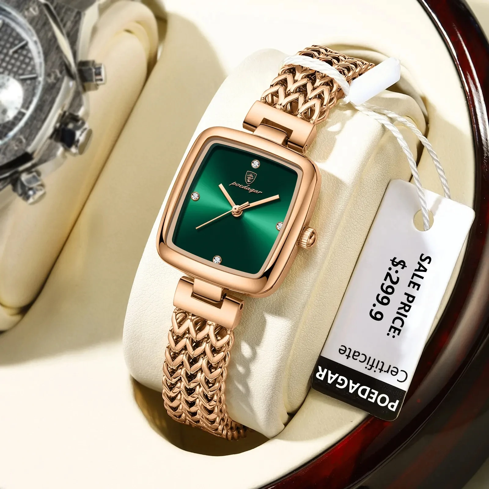POEDAGAR Ladies Watches 768 Luxury Stainless Steel Bracelet Quartz Wristwatch Waterproof Luminous Female Diamond Watch for Women