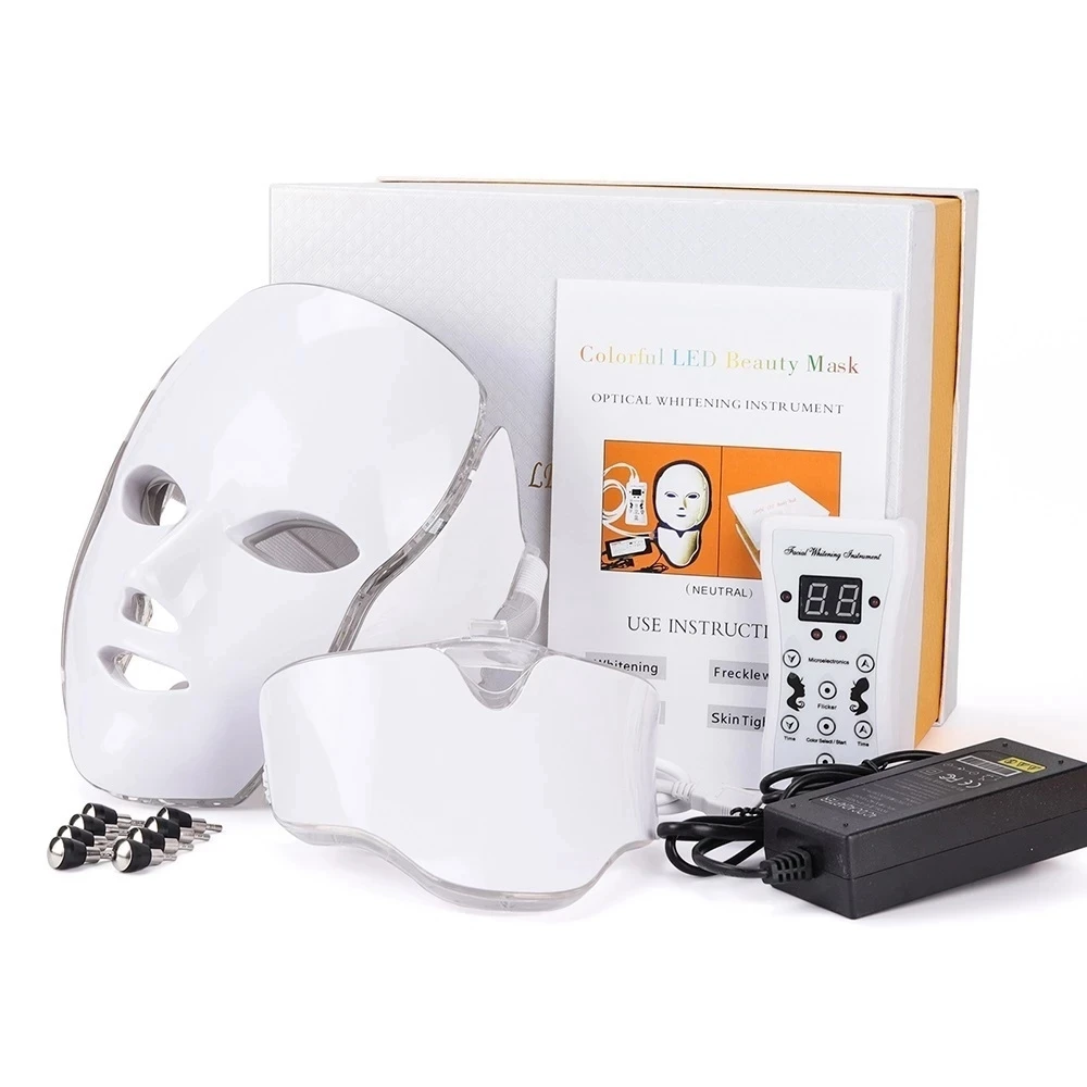 

7 Colors LED Face Mask Photon PDT Light Therapy Facial Shield with Neck Skin Rejuvenation SKin Care Beauty Mask