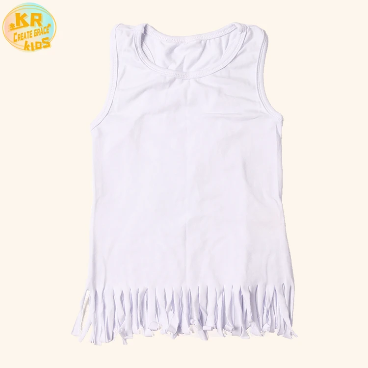 

Custom Sleeveless Girl Children Wholesale Clothing With Tassel Oversized Kids T-shirt For Summer