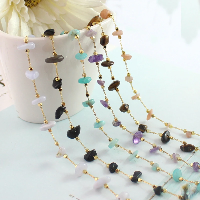 

XuQian Wholesale Brass Natural Crystal Bead Chain for Diy Jewelry