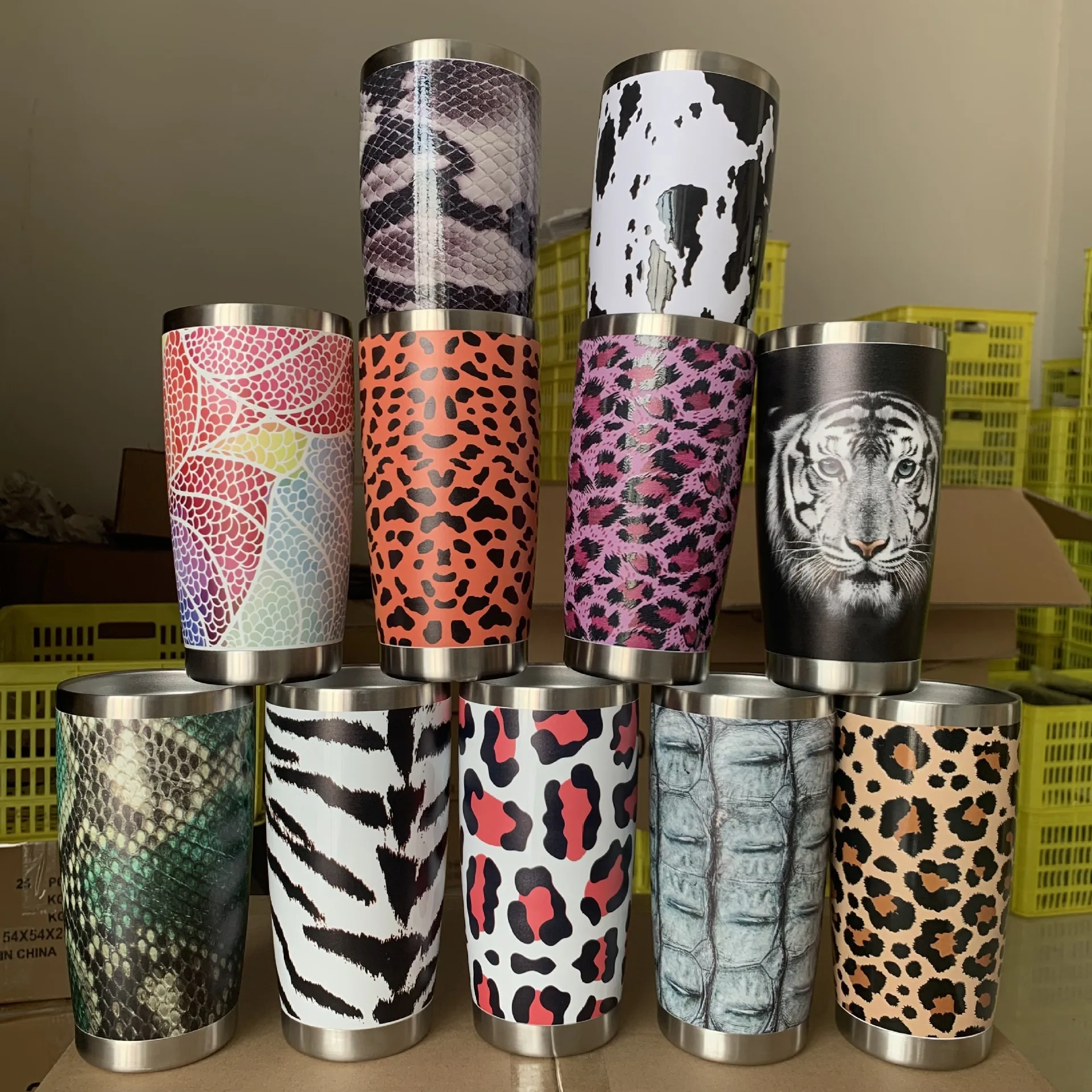 

DD148 Hot sales 20 Oz Mug Stainless Steel Gift Leopard Tumbler Vacuum Insulation Double Wall Car BOBA Cup