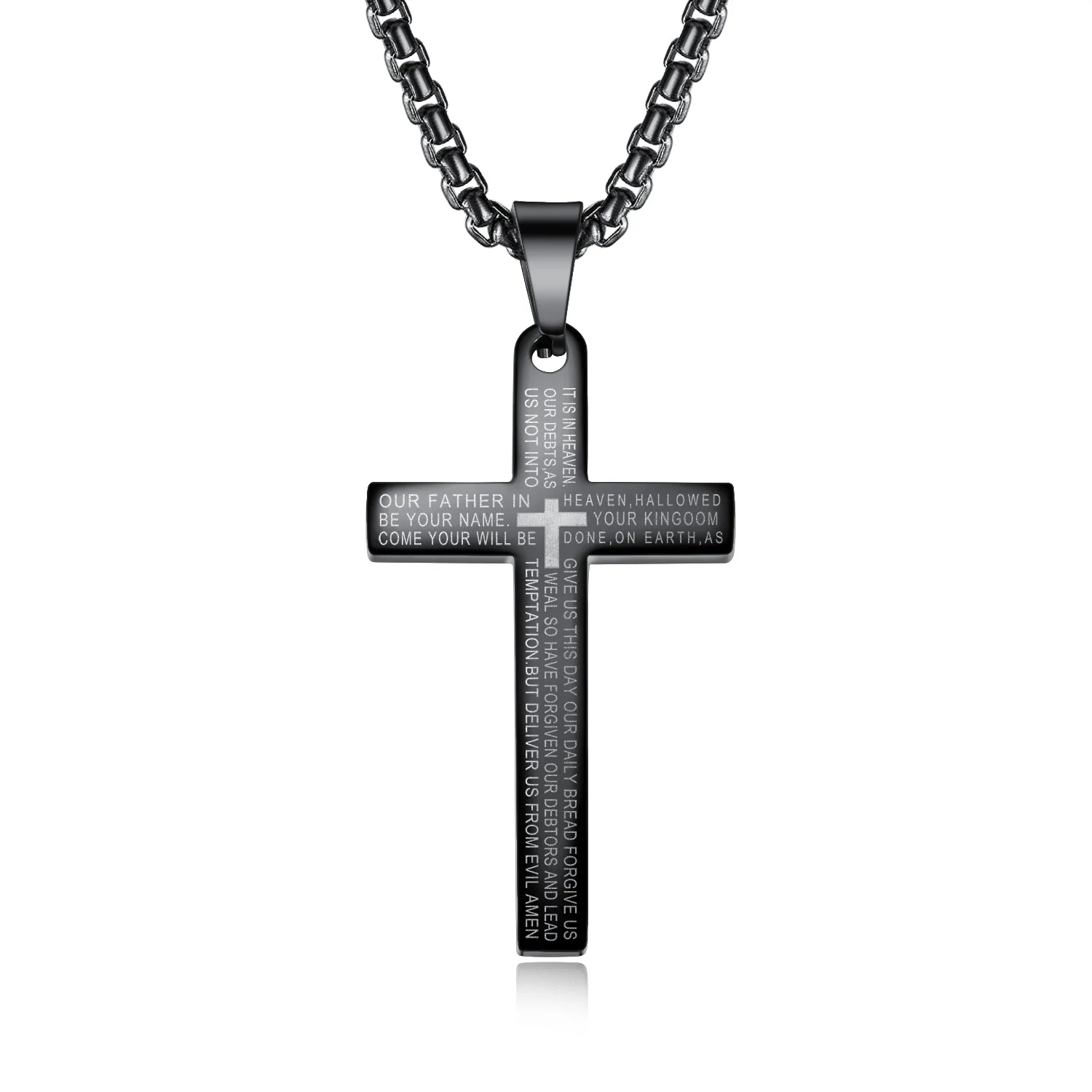 

Stocks Sell Christian Cross Pendant For Men and Women Europe Classic Punk Jewelry High Quality Stainless Steel Pendant Necklace