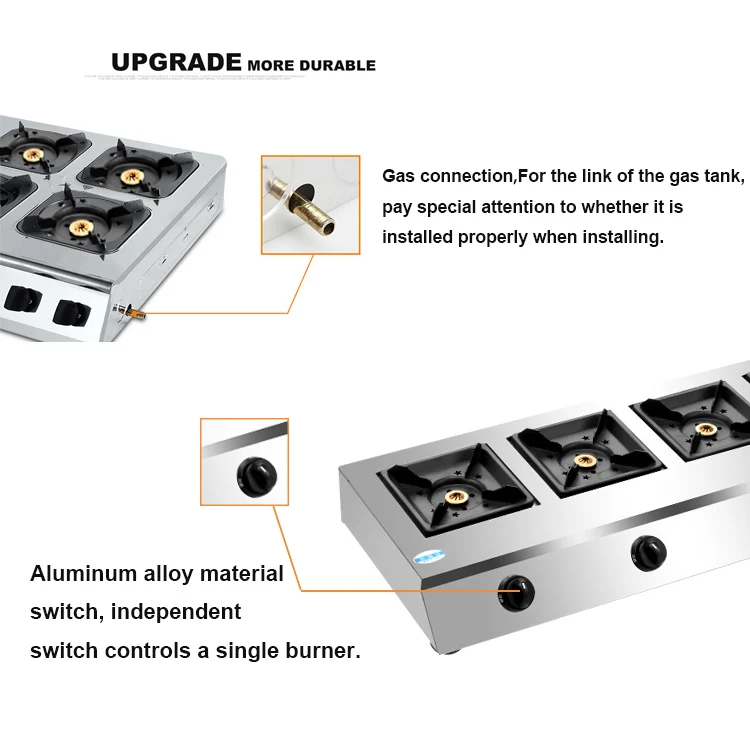 Kitchen cooking stainless steel 4 burner gas stove oven