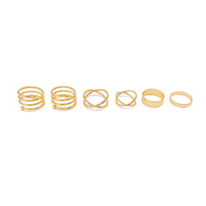 

Open Geometric Cross Ring Retro Personality 6 piece/set Metal Index Finger Ring for Women Wholesale