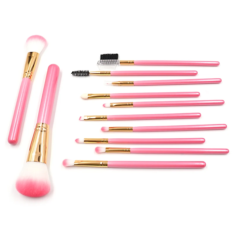 

Pink Makeup Brush Sets 12Pcs Custom Makeup Tool Kits 2022 Amazon Top Seller Wholesale Oem/Odm China Eyeshadow Make Up Brushes, Customized color