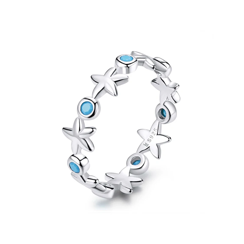 

S925 silver jewelry hot selling platinum plating starfish style ring for girls kids