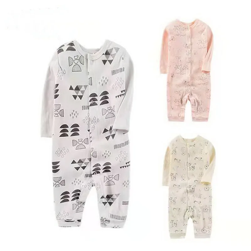 

100% cotton printing long sleeve romper sleepers baby pajamas, Picture